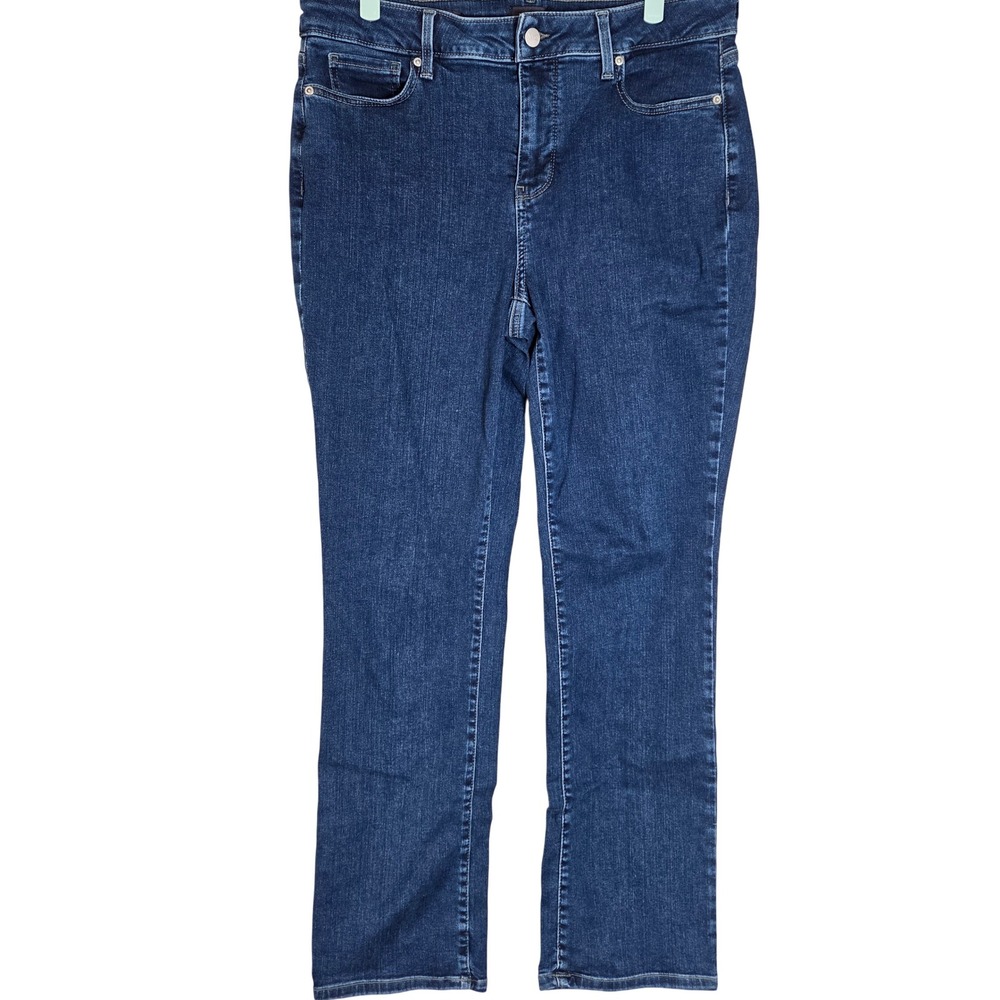 NYDJ Marilyn Straight Leg Jeans Women's Size 12 Dark Wash Stretch Denim